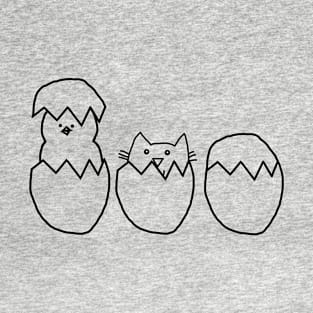 Easter Eggs Cat among the Chickens Outline T-Shirt